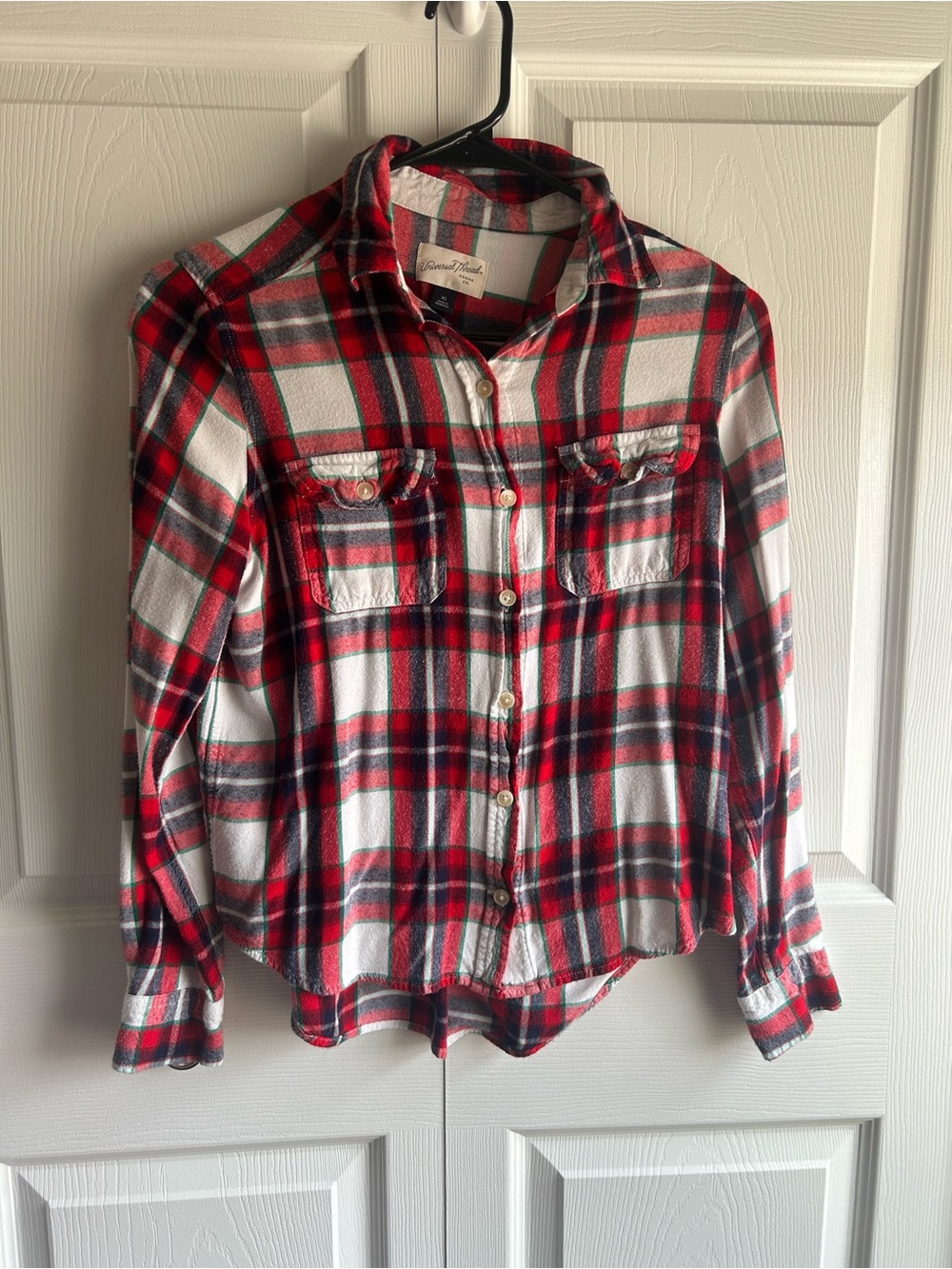 Universal Thread XS Plaid Flannel Shirt - Red, White & Navy